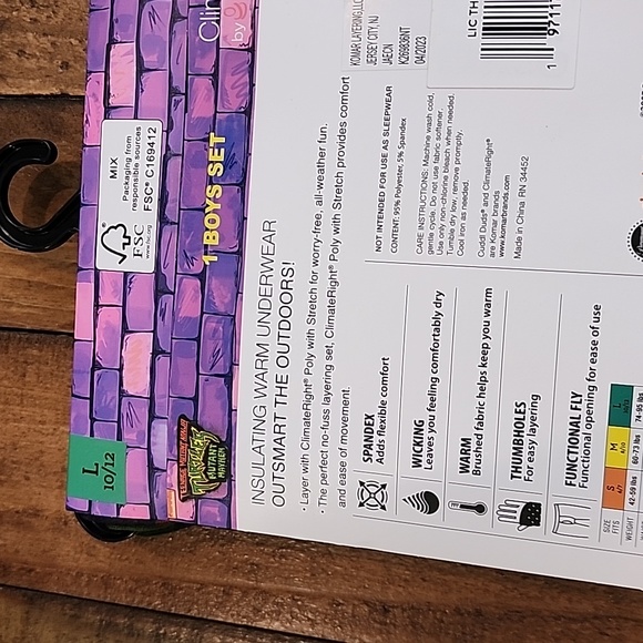 ClimateRight by Cuddl Duds TMNT Boys Thermal Set Size Large 10/12 - Picture 7 of 11